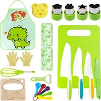 Petits ustensiles de cuisine, ensemble de 19 pièces en plastique, couteaux pour enfants, planche à découper, grattoir à gâteau, ensemble de pâtisserie