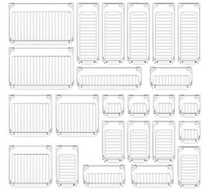 Wholesale Clear Acrylic Desk Drawer Organizing Tray Plastic Storage Bins Set