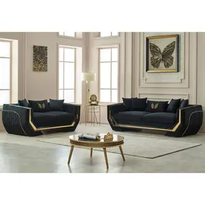 2023 latest new design sofa furniture America modern style 3 2 1 metal decoration luxury living room sofa