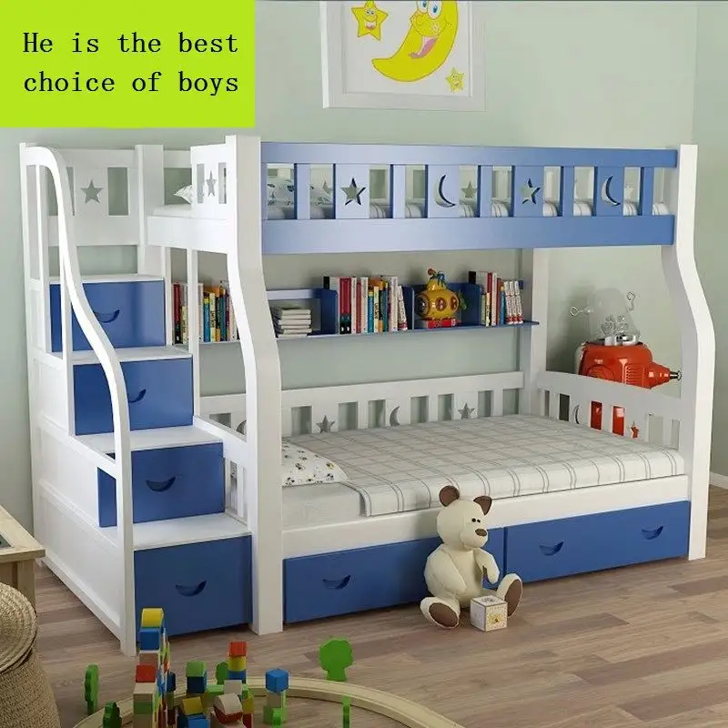 YQ JENMW Enfants Chambre Meubles Ensembles Multifonction Bébé Style Méditerranéen Moderne En Bois Massif Lit Superposé pour Enfants