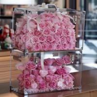 Boîte Cadeau en Acrylique Personnalisable ODM/OEM avec Grandes Roses Éternelles Préservées pour Remise de Diplôme, Mariage, Saint-Valentin