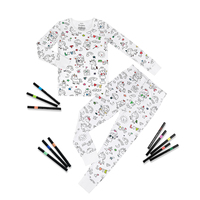 Ensemble de pyjama personnalisé en bambou pour bébé unisexe, enfants, dessin animé, graffiti, 2 pièces, respirant, pyjama à colorier soi-même pour enfants