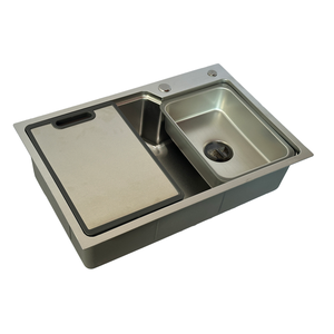 Fregadero de cocina contemporáneo Rectangular bajo encimera de un solo cuenco de acero inoxidable Leimanxi SUS 304 modelo 7545B grano de volcán hecho a mano - Product Image 2