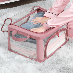 Boîte de rangement pliable en acier ultra-transparente <span class=keywords><strong>pour</strong></span> vêtements, couettes, literie, <span class=keywords><strong>déménagement</strong></span>, organisation de la maison - Product Image 1