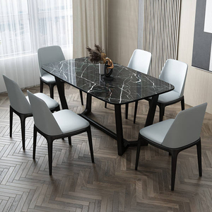 Yemek Odası Restoran Masası Kayrak Üst Tabla ve Ahşap Ayaklı Sıcak Fırsat Fiyatı Mükemmel Ceviz Modern Mermer 6 Kişilik Yemek Masası - Product Image 2