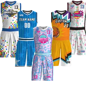 Uniforme da basket per bambini di alta qualità personalizzata uniforme da basket con stampa a sublimazione completa