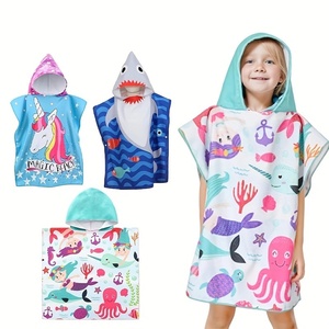 Poncho con capucha y logotipo personalizado barato <span class=keywords><strong>para</strong></span> niños Toalla de playa y natación con estampado de dibujos animados suave <span class=keywords><strong>para</strong></span> bebés - Product Image 1