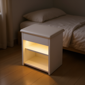 Tocador de Maquillaje Moderno con Luz LED, Almacenamiento Oculto, Panel de Madera MDF, Mueble de Dormitorio - Product Image 2