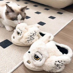 Pantoufles douillettes en peluche ultra douce à motif de chat de dessin animé personnalisé, semelle plate, chaleur confortable, TPR, hiver froid, chaussures d'intérieur - Product Image 2