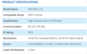 โมดูลขยาย PLC ซีรีส์ DVP รุ่น DVP202LC-SL โมดูลชั่งน้ำหนัก 2 ช่อง 24 บิต - Product Image 2
