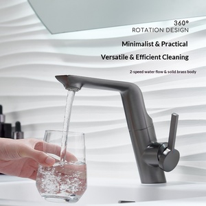 Washbasin Vanity Hot and Cold Water Single Handle <b>Deck</b> Mounted With Ceramic Core Rose Gold Single Hole FL-F7 Hot and Cold Water - Product Image 5