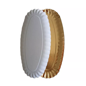 Bandeja de servicio de cartón de lámina de oro desechable de 10kg, venta al por mayor, plato de papel rectangular desechable ecológico, bandeja dorada - Product Image 5