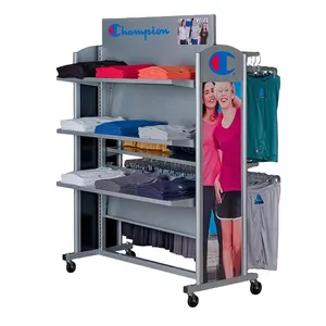 4-Caster Movable Free Standing American Boutique Store Display Commercial Clothing Store Furniture