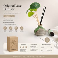 Diffuseur de parfum artisanal en terre cuite, aspect esthétique, 5x7cm, avec huile naturelle, pour la décoration de la salle de bain et de la table de chevet