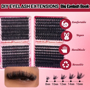 Kit d'extension <span class=keywords><strong>de</strong></span> cils en vison DIY D-curl effet wispy, à base <span class=keywords><strong>de</strong></span> mécanisme, avec un livre <span class=keywords><strong>de</strong></span> cils dense quatre-en-un, imperméable, grande capacité, multi-usage - Product Image 5