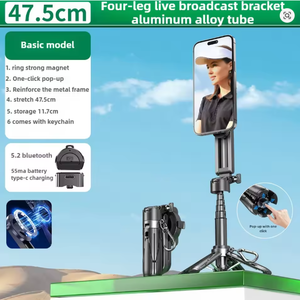 Trépied magnétique pour téléphone, poignée sans fil pour téléphone, bâton à selfie, trépied de bureau pour <span class=keywords><strong>iPhone</strong></span> 16 15 <span class=keywords><strong>14</strong></span> 13 12 <span class=keywords><strong>Pro</strong></span> <span class=keywords><strong>Max</strong></span> pour Samsung, support de téléphone - Product Image 3