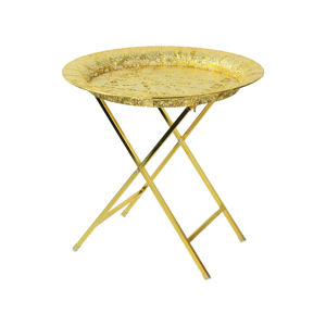 Tavolino da Caffè in Metallo Placcato Oro Stile <span class=keywords><strong>Marocchino</strong></span> KD Design, Utile Tavolino Laterale per Decorazione Casa, Tavolino Pieghevole in Metallo Dorato - Product Image 1