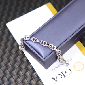 Cadena de eslabones tipo caja con diamantes de moissanita VVS, chapada en oro sobre plata de ley 925, con certificado GRA, pasa la prueba del detector de diamantes, unisex. - Product Image 5