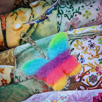 Porte-clés Pompon Lapin en Fausse Fourrure Multicolore Doux et Moelleux, Breloque pour Sac à Main et Portefeuille Femme, Idéal Cadeau