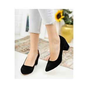 รองเท้าลำลองคลาสสิกสำหรับผู้หญิง ส้นหนาสั้น 5 ซม. สีดำ หนังกลับ คุณภาพสูง รุ่นบาง 5 ซม. ไซส์ 36-40 ผลิตในตุรกี - Product Image 4