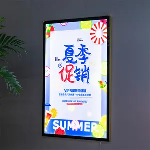Factory Direct Selling LED Ultra-Thin Aluminum Frame Metal Advertising Light Box Restaurant Glass Menu Display Lightbox