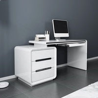 Bon marché, table d'étude blanche brillante, bureau d'ordinateur avec tiroirs, bureau d'ordinateur moderne en bois