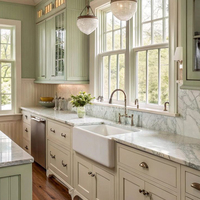 Villa américaine moderne Maison complète Armoire d'îlot de cuisine modulaire personnalisée Comptoir en pierre de quartz intégré Usine en bois 5 ans