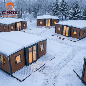 บ้านสำเร็จรูป Cbox Double Wing ขนาด 20 ฟุต แบบเคลื่อนย้ายได้ สไตล์โมเดิร์นรีสอร์ท 2 ห้องนอน บ้านคอนเทนเนอร์พับได้ ขยายได้ - Product Image 1
