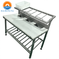 Table de découpe et de désossage industrielle en acier inoxydable avec planche en plastique de qualité alimentaire, plan de travail pour abattoir et usine alimentaire, personnalisable