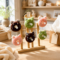 Bougie d'aromathérapie en cire de soja en forme de donut, motif petit chat ou petit ours, couleur crème, OEM ODM, faible MOQ, cadeau pour événements festifs et souvenirs