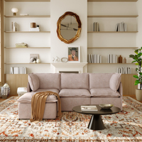 VOXHOME Canapé d'angle modulaire en tissu de lin simulé, style italien moderne et minimaliste, luxe léger, ensemble de meubles en forme de L