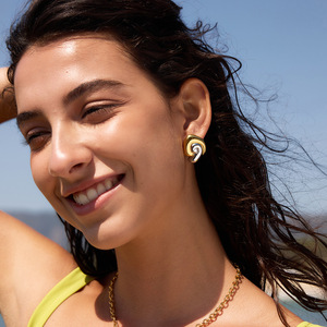 <b>Stud</b> <b>Earrings</b> <b>Set</b> Gold <b>Silver</b> Tone Spiral Design Women's Everyday Wear Fine Jewelry - Product Image 3