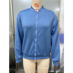 เสื้อเบสบอลผู้หญิง แขนยาว คอโอ ทรงหลวม สีพื้น ผ้าถักนุ่ม โพลีเอสเตอร์ สำหรับฤดูใบไม้ร่วงและฤดูหนาว รุ่นใหม่ ปิดด้วยซิป - Product Image 6