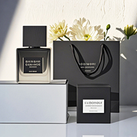 Flacons de Parfum Carrés en Verre de Luxe avec Couvercle en Bois Noir Carré Capacités 30 ml Tête de Vaporisateur à Pompe Transparente avec Boîte d'Emballage