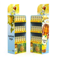 Présentoir de sol en carton ondulé robuste à niveaux pour boissons, étagère en papier pour la promotion de boissons en conserve et en bouteille