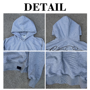 Sweat à capuche personnalisé en coton premium épais 500 g/m², imprimé graphique vintage au dos, brodé, coupe oversize pour homme - Product Image 6