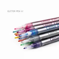 Caneta de tinta metálica com 12 cores, caneta com glitter não-tóxica para pintura diy de crianças