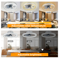 Ventilateur de plafond LED intelligent WiFi blanc 19'' encastré, 6 vitesses, intensité variable, compatible Alexa Google, minuterie réversible pour chambre et salon