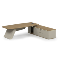 Bureau de direction de luxe en forme de L, finition PVC MDF de qualité supérieure, écologique, résistant à l'eau, avec gestion des câbles et serrure à code