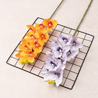 Arrangement floral pour salon de thé, 10 tiges d'orchidées artificielles en soie, fausses plantes, modèle de présentation sur pied pour salles de mariage