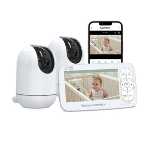 Babyphone WiFi 5 pouces avec 2 caméras, batterie 5000 mAh, 33 heures d'autonomie en veille, communication bidirectionnelle sur 300 m, écran partagé 720P - Product Image 1