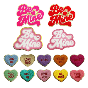 Patchs thermocollants pour la Saint-Valentin, nouveaux patchs en tissu chenille pailleté, lettre d'amour XOXO, logo brodé, fleur '<span class=keywords><strong>Let</strong></span> Love Grow', patch de baiser - Product Image 4