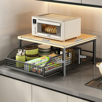 Support de four à micro-ondes à double niveau, non pliable, pour comptoir, avec dissipation de chaleur, étagère de rangement en métal robuste pour la cuisine