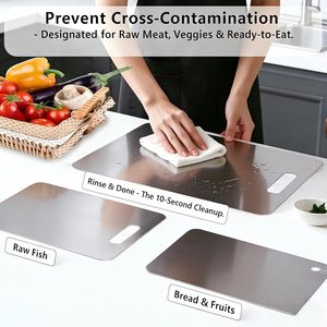 Planche à découper double face en titane pur, de qualité alimentaire, anti-germes, personnalisable en gros pour la cuisine - Product Image 3