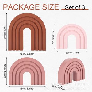 Ornement décoratif en bois arc-en-ciel, ensemble multi-pièces, décoration géométrique minimaliste pour la maison, le bureau, le salon, cadeau - Product Image 5