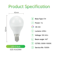 Vente directe d'usine, ampoule LED G 7W E14 630lm 160 °   Barre lumineuse pour l'éclairage domestique et décoratif