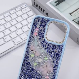 Coque de téléphone portable en diamant pour <span class=keywords><strong>iphone</strong></span> 15 14 13 Glitter Butterfly Girls Back Cover Fundas Protector De Celular Estuches Forro - Product Image 5