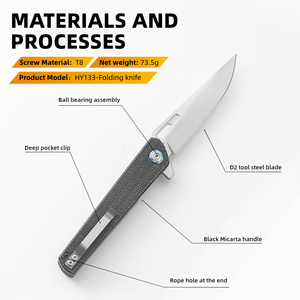 Nuovo arrivo professionale D2 campeggio sopravvivenza EDC coltello pieghevole all'aperto coltello tascabile - Product Image 3