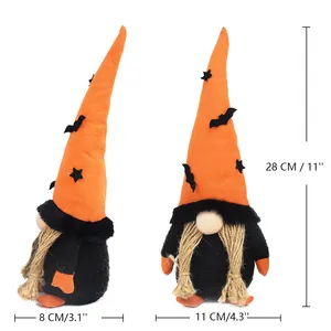 11 pouces Personnalisé Halloween Décorations Intérieur Cadeaux Gonk Chauve-Souris Pliable Chapeau Orange Couple Gnomes