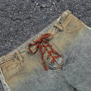 Thời Trang Phố Bán Buôn Tùy Chỉnh Unisex Tuyết Rửa Denim Quần Cotton & Polyester Vải Bùng Quần Tua Túi Cho Nhà Sản Xuất - Product Image 4